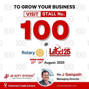 Visit JB Soft System at Stall No. 100 – Rotary India Leadership Conclave 2025, Chennai